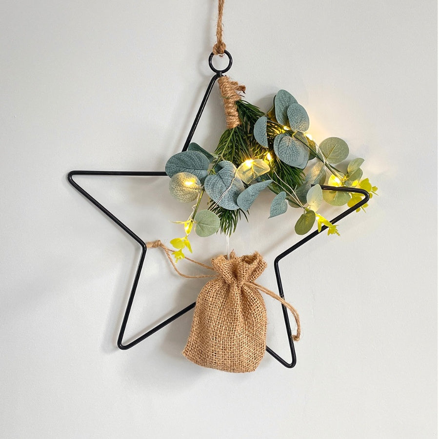 Black Wire Hanging LED Star