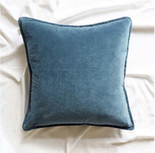 Load image into Gallery viewer, Denim Blue Stonewashed Velvet Cushion
