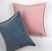 Load image into Gallery viewer, Dusty Blue Stonewashed Velvet Cushion
