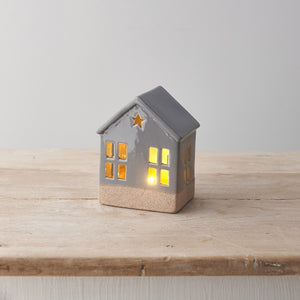 Grey Light Up House With Star, Small