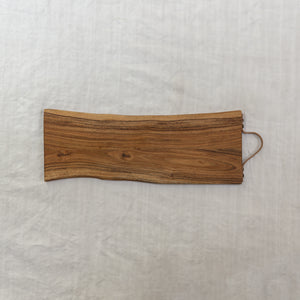 Live Edge Serving Board with Leather Handle, Medium
