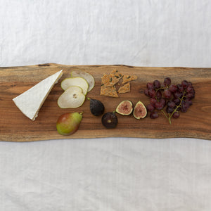 Live Edge Serving Board with Leather Handle, Large