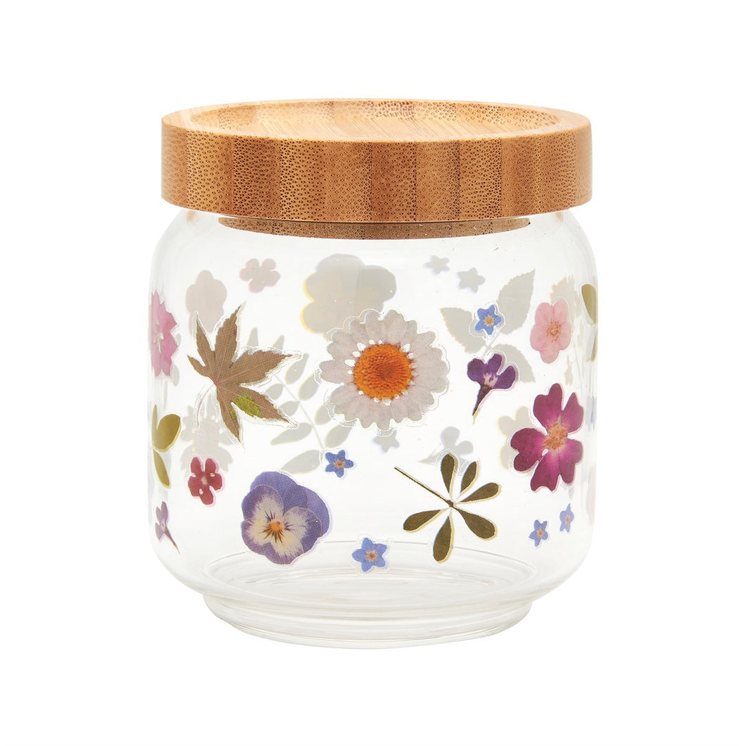 Pressed Flowers Glass Storage Jar Small