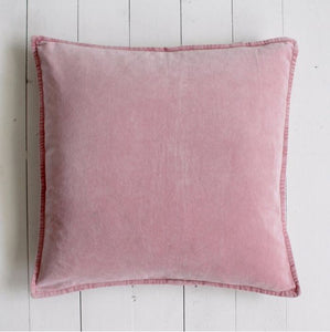 Soft Pink Stonewashed Velvet Cushion