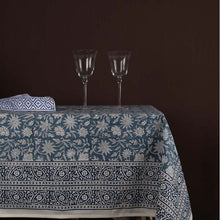 Load image into Gallery viewer, Indigo Floral Hand Printed Tablecloth
