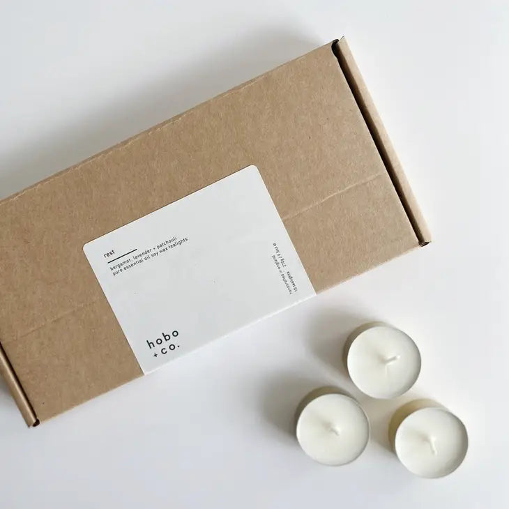Rest Essential Oil Soy Wax Tealights x15 Gift Box